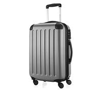 HAUPTSTADTKOFFER - SPREE - Hand luggage hard-shell suitcase trolley rolling suitcase travel suitcase, 4 double wheels, 55 cm, 42 L, pull-out handle, silver