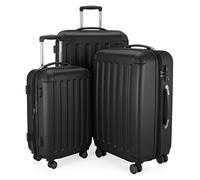 HAUPTSTADTKOFFER - Spree - Set of 3 Hard-side Luggages Glossy Suitcase Hardside Spinner Trolley Expandable (S, M & L) TSA, Black