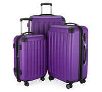 HAUPTSTADTKOFFER - Spree - Set of 3 Hard-side Luggages Glossy Suitcase Hardside Spinner Trolley Expandable (S, M & L) TSA, Purple