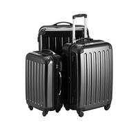 HAUPTSTADTKOFFER® · Three-Piece Hard-Side Suitcase Set Black high Gloss · Cabin Luggage 42 liters (55 x 35 x 20 cm) + Suitcase 74 liters (60 x 41 x 30 cm) + Suitcase 119 liters (75 x 50 x 30 cm)