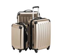 Hauptstadtkoffer® · Three-piece hard-side suitcase Set CHAMPAGNE high gloss · cabin luggage 45 liter (55 x 35 x 20 cm) + suitcase 87 liter (63 x 42 x 28 cm) + suitcase 130 liter (75 x 52 x 32 cm)