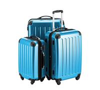 HAUPTSTADTKOFFER® · Three-Piece Hard-Side Suitcase Set CYANBLUE high Gloss · Cabin Luggage 45 Liter (55 x 35 x 20 cm) + Suitcase 87 Liter (63 x 42 x 28 cm) + Suitcase 130 Liter (75 x 52 x 32 cm)