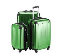 HAUPTSTADTKOFFER® · Three-piece hard-side suitcase Set GREEN high gloss · cabin luggage 45 liter (55 x 35 x 20 cm) + suitcase 87 liter (63 x 42 x 28 cm) + suitcase 130 liter (75 x 52 x 32 cm)