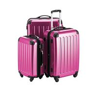 HAUPTSTADTKOFFER® · Three-Piece Hard-Side Suitcase Set Magenta high Gloss · Cabin Luggage 45 Liter (55 x 35 x 20 cm) + Suitcase 87 Liter (63 x 42 x 28 cm) + Suitcase 130 Liter (75 x 52 x 32 cm)