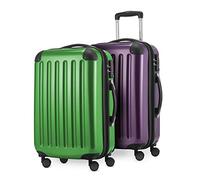 Hauptstadtkoffer® · Two-Piece Hard-Side suitcases Set high Gloss · 2 x Cabin Luggage 45 Liter (55 x 35 x 20 cm) · Combination Lock (Aubergine-Green)