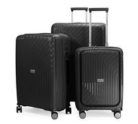 HAUPTSTADTKOFFER - TXL - Lightweight Luggage Set of 3 Hard-Side Trolley - Carry On with Laptop Compartment + Middle & Large Sized trolleys, Polypropylene, 55 cm 66 cm & 76 cm, Black