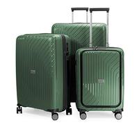 HAUPTSTADTKOFFER - TXL - Lightweight Luggage Set of 3 Hard-Side Trolley - Carry On with Laptop Compartment + Middle & Large Sized trolleys, Polypropylene, 55 cm 66 cm & 76 cm, DarkGreen