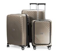 HAUPTSTADTKOFFER - TXL - Lightweight Luggage Set of 3 Hard-Side Trolley - Carry On with Laptop Compartment + Middle & Large Sized trolleys, Polypropylene, 55 cm 66 cm & 76 cm, Champagne