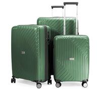 HAUPTSTADTKOFFER - TXL - Lightweight Luggage Set of 3 Hard-Side Trolley, Polypropylene, 55 cm 66 cm & 76 cm (S, M & L), TSA, DarkGreen
