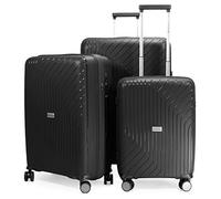 HAUPTSTADTKOFFER - TXL - Lightweight Luggage Set of 3 Hard-Side Trolley, Polypropylene, 55 cm 66 cm & 76 cm (S, M & L), TSA, Black