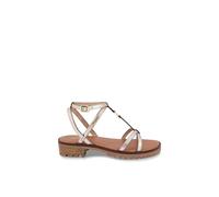 Haura Flat Leather Sandals Gold-Coloured