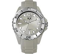 HAUREX H2X Men's SC382UC2 Reef Silver Luminous Dial Rotating Bezel Grey Silicone Watch