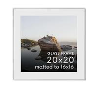HAUS AND HUES 20x20 Picture Frame with Real Glass & Silver Premium-Grade Metal Matted to 16x16 - Aluminum 20x20 Frame - Includes Hanging Kit - Ideal for Home, Office (20x20 in, Silver)