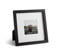 HAUS AND HUES 8x8 Picture Frames with Real Glass and Black Oak Matted to 4x4 - Oak 8x8 Frame With Mat - Includes American Oak, Easel Back, Vertical Hang - Ideal for Home, Room, Office (8x8 in, Black)