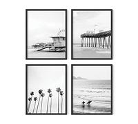HAUS AND HUES Beach Wall Art Black and White - Black and White Wall Art Beach Posters | Beach Art Wall Decor (8" x 10", UNFRAMED)