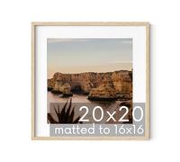 HAUS AND HUES Beige Oak Wood 20x20 Picture Frame Matted to 16x16 - Square Frame with Plexiglass, Elegant Frame for Wall Display (20x20 in, Beige, Set of 1)