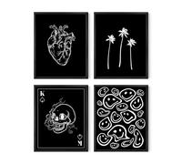 HAUS AND HUES Black and White Poster - Skeleton Poster Art, Cool Grunge Wall Decor for Bedroom, Gothic Skull Wall Art, Edgy Room Aesthetic Print (8x10, Unframed)