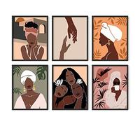 Haus and Hues Black Woman Wall Art - Set of 6 Black Girl Wall Decor Black Women Paintings for Wall Black Girl Magic Wall Decor Women of Color Wall Art Fashion Wall Art Black Women Art UNFRAMED (11x14)