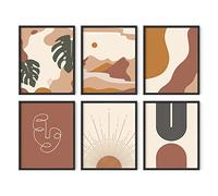 Haus and Hues Boho Prints Neutral Wall Art - Set of 6 Boho Art Prints Mid Century Modern Wall Art | Boho Prints Wall Art Boho Home Decor Boho Prints for Wall Boho Wall Decor | 8" x 10" UNFRAMED