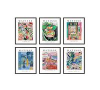 HAUS AND HUES Matisse Prints with Frame - Set of 6 Matisse Poster, Contemporary Matisse Wall Art, Boho Vintage Posters for Room Aesthetic (Black Frame, 11x14)