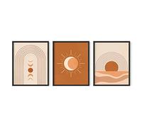HAUS AND HUES Mid Century Wall Art and Terracotta Decor - Set of 3 Mid Century Art Prints | Geometric Decor (8"x10", UNFRAMED)