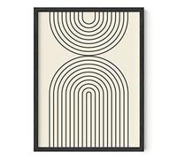 Haus and Hues Neutral Wall Art Prints for Wall Decor,Boho Art Wall Prints, Silhouette Drawings Artwork Line Drawing Wall Art Minimalist Wall Decor (Black Semi Circles, 12x16 Black Framed)