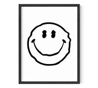 HAUS AND HUES Smiley Face Posters White Wavy Smiley Cool Posters for Room Aesthetic Dope Paintings Edgy Poster Black and White Prints Wall Art Aesthetic, Trendy Wall Art UNFRAMED 12” x 16”