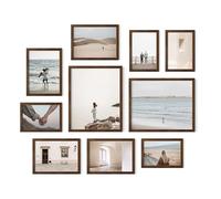 HAUS AND HUES Walnut Oak Gallery Wall Frames 10 Pack - Tabletop Picture & Photo Frames Set with Two 8x10, Four 5x7, Four 4x6 - Includes American Oak, Shatterproof Plexi - Ideal for Home or Office