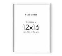 HAUS AND HUES White 12x16 Picture Frame - Modern Aluminum Wall Art Display - Minimalist, Lightweight 12x16 White Frame for Art Prints, Photos, Posters - Ready-to-Hang Vertically & Horizontally