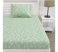 Haus & Kinder Flat Single Bedsheet Cotton for Kids 200TC - Wrinkle Free Printed Pure Cotton Single Bedsheet | 145x225CM 1Pc Cotton Single Bedsheet with Pillow Cover 1Pc | Foliage Fantasy | Multicolor