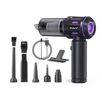 Hausamara Handheld Car Vacuum Cleaner, 20000PA High Suction Power, Rechargeable Cordless Portable 4-in-1 Vacuum with HD Display and LED, Air Duster, 3 Speed for Car, Home, Office Black Purple colour