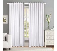 Hausattire Cotton Curtains 50x84 Inch Set of 2 Window Curtain Panels Reverse Tab Top Back Tab Semi-Sheer Curtains for Farmhouse| Living Room|Bedroom|Home|Office|Shower| Indoor & Outdoor Drapes|White
