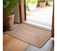 Hausattire Hand Woven Jute Braided Rug, 2'x3' - Natural, Reversible Boho Entry Area Rugs for Kitchen, Living Room I Farmhouse Indoor Outdoor Decorative Floor Rug, 24x36 Inches