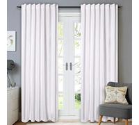 Hausattire Set of 2 Panel Curtains 50 x 108 Inch Slub Cotton Duck Reverse Tab Top Back Tab Semi-Sheer Window Curtain for Farmhouse|Living Room|Bedroom|Home|Office|Shower| Indoor & Outdoor Drapes|White