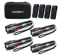 HAUSBELL T8 Upgraded Flashlight 4 Pack, 2000 Lumens High Lumens Tactical Flashlights, 5 Modes Zoomable Waterproof, with Batteries Included for Camping Emergency