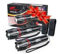 HAUSBELL T8 Upgraded Flashlight Bright, Zoomable Tactical LED Flashlights Flash Light with High Lumens and Five Modes and Camping Accessories, 2 Pack