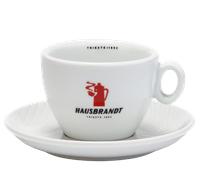 Hausbrandt Latte Macchiato cup and saucer red logo 330 ml