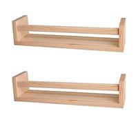 Hausdec 2Pcs Bookshelf,Natural Wood Floating Wall Bookshelf,Nursery Shelves for Wall,Bathroom Decor, Kitchen Spice Rack