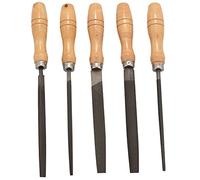 Hausdec High Carbon Steel File Set with Wooden Handles Rasp File for Wood, Metal, Plastic, 5 Pieces (Steel File)