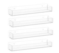 Hausdec Spice Rack Organizer,Clear Acrylic Spice Shelf Storage Holder for Wall Kitchen Pantry Cabinet Door 4 Pack