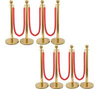 Hausen Gold Crowd Control Barrier Set 8 Pack With 6 Ropes Fillable Bases Queue Management & Event Barriers 9M Length