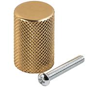 Hausen Knurled Kitchen Cupboard Cylinder Knob, Bedroom/Bathroom/Office Cabinet, Drawer, Unit Handle, 28mm x 18mm, Brushed Brass