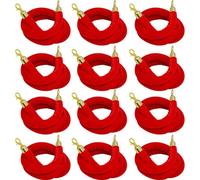 Hausen Red Velvet Barrier Rope Gold 12 Pack 1.5M Luxury Velvet Barrier Ropes With Gold Clips Queue Management & Rope Fencing