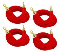 Hausen Red Velvet Barrier Rope Gold 4 Pack 1.5M Luxury Velvet Barrier Ropes With Gold Clips Queue Management & Rope Fencing