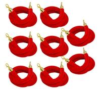 Hausen Red Velvet Barrier Rope Gold 8 Pack 1.5M Luxury Velvet Barrier Ropes With Gold Clips Queue Management & Rope Fencing