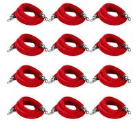 Hausen Red Velvet Barrier Rope Silver 12 Pack 1.5M Luxury Velvet Barrier Ropes With Gold Clips Queue Management & Rope Fencing
