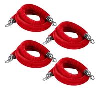 Hausen Red Velvet Barrier Rope Silver 4 Pack - 1.5m Luxury Queue Barrier Ropes with Gold End Clips, Soft Velvet Rope for Crowd Control, VIP Events, Hotels, Theatres & Rope Fencing
