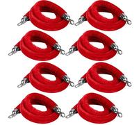 Hausen Red Velvet Barrier Rope Silver 8 Pack 1.5M Luxury Velvet Barrier Ropes With Gold Clips Queue Management & Rope Fencing