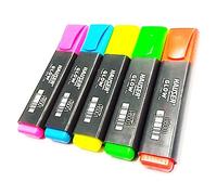 HAUSER 5 x Glow H6001 Chisel Tip ASSORTED Bright Colours Hi-lighter Marker Pens