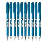 Hauser Aerox Ball Pen Wallet Pack | 0.6 mm Tip Size | Light Weight Body With Comfortable Grip | Low-Viscosity Ink For Smudge Free Smooth Writing | Blue Ink, Set Of 10 Ball Pens